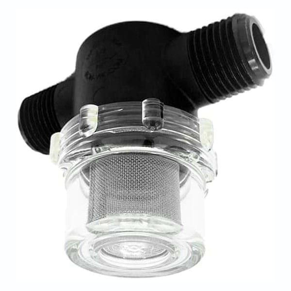 Fimco Replacment Inline Strainer , 1/2" MNPT, 50 Mesh w/ Clear Bowl